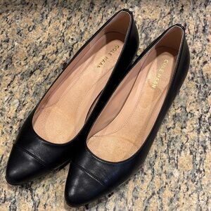 Cole Haan Black Leather Pumps Pointed Toe Block Heel Classic Work Shoes